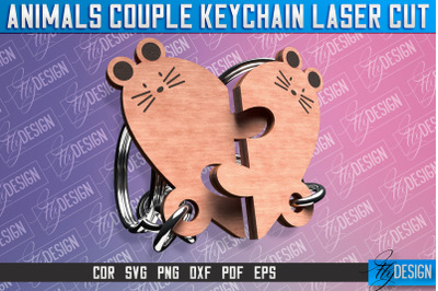 Mouse Couple Keychain | Laser Cut SVG Design | CNC Files