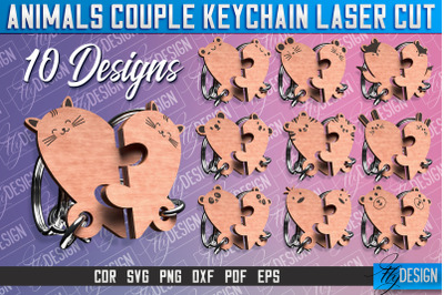 Animals Couple Keychain | Laser Cut SVG Design | CNC Files