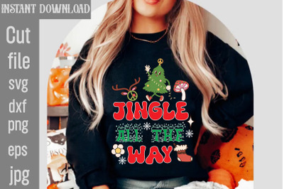 Jingle All the Way SVG cut file,Christmas Retro Designs Christmas Subl