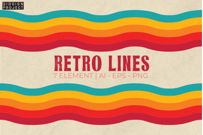 7 Retro Lines, Retro Graphics, Retro Sublimations