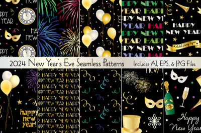 2024 Seamless New Years Eve Patterns