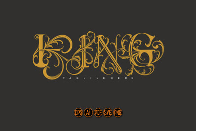 Elegant script King classic lettering