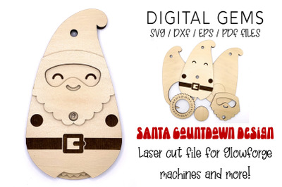 Santa countdown to Christmas laser file design.