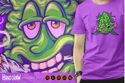 Giggling green cannabis bud monster jo