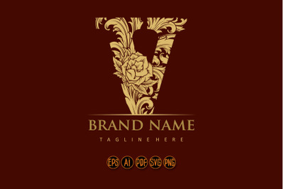 Regal lettering V initial monogram logo