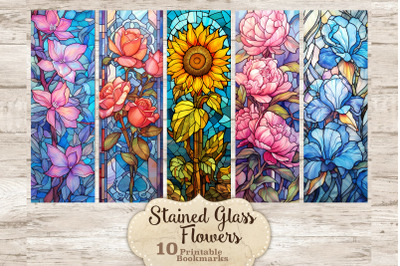 Stained Glass Flowers Bookmarks | Floral Bookmark