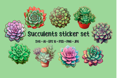 Succulents sticker set