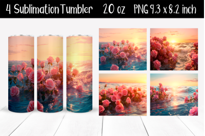 Sea roses Sublimation Tumbler Wrap 20 oz