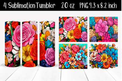 Bright flowers Sublimation Tumbler Wrap 20 oz