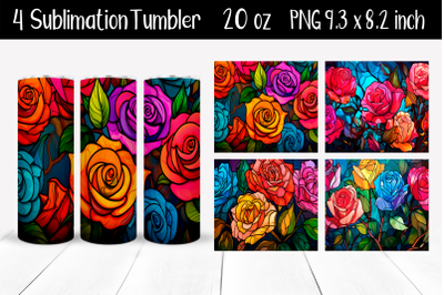 Stained glass roses Sublimation Tumbler Wrap 20 oz