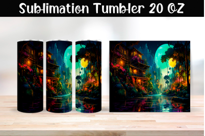 Jungle neon Sublimation Tumbler Wrap 20 oz