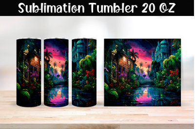 Jungle neon Sublimation Tumbler Wrap 20 oz