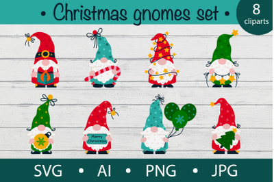 Christmas gnomes set, sublimation. SVG clipart
