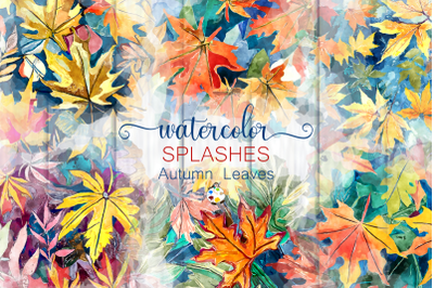 Watercolor Seasonal Autumn Leaf Splashes