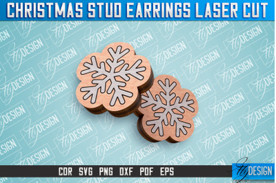 Christmas Stud Earrings Laser Cut SVG | Accessories Laser Cut Design