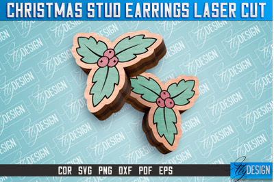 Christmas Stud Earrings Laser Cut SVG | Accessories Laser Cut SVG