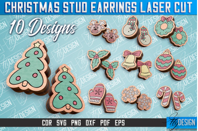 Christmas Stud Earrings Laser Cut SVG | Accessories Laser Cut SVG