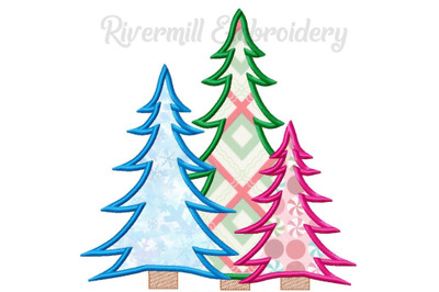 Applique Christmas Trees Machine Embroidery Design