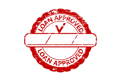 Loan approved rubber stamp with place for date