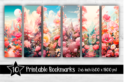 Fairy garden Bookmarks Printable 2x6 inch