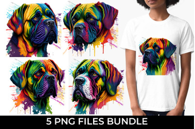 Rainbow Mastiff Dog Watercolor Bundle Free For Commercial Use