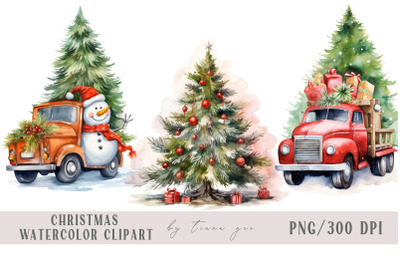 Christmas truck with snowman and Christmas tree- 3 png files