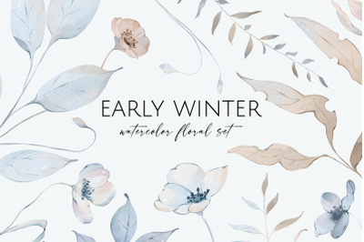 EARLY WINTER watercolor floral set