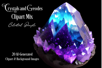 Celestial Purple - Crystals and Geodes Clipart Mix