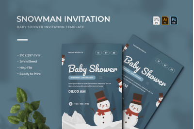 Snowman - Baby Shower Invitation