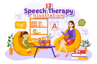 12 Speech Therapy Vector Illustration