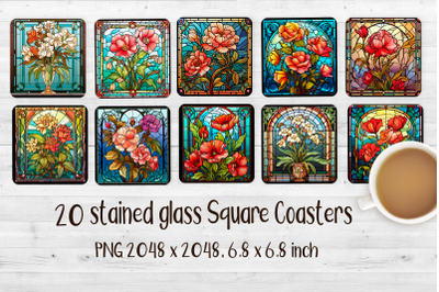 20 Stained glass Square Coasters Sublimation