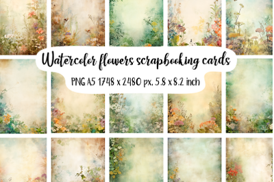 20 Watercolor flowers scrapbooking cards