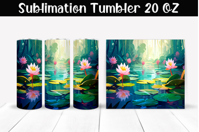 Water lilies Sublimation Tumbler Wrap 20 oz