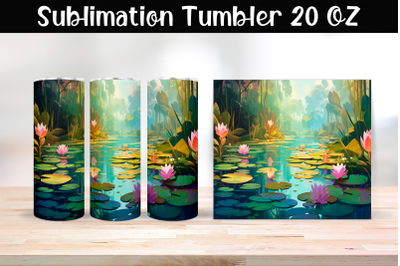 Water lilies Sublimation Tumbler Wrap 20 oz