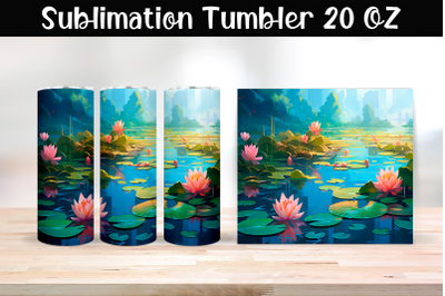 Water lilies Sublimation Tumbler Wrap 20 oz