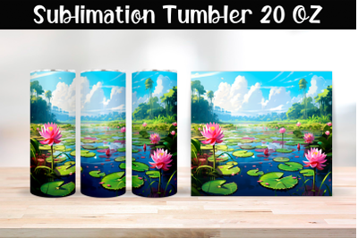 Water lilies Sublimation Tumbler Wrap 20 oz