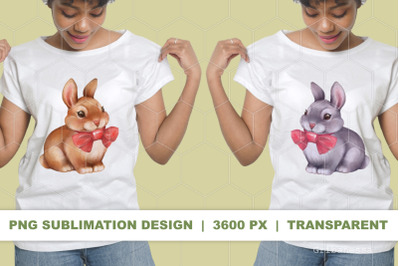 Bunny with bow. PNG sublimation designs