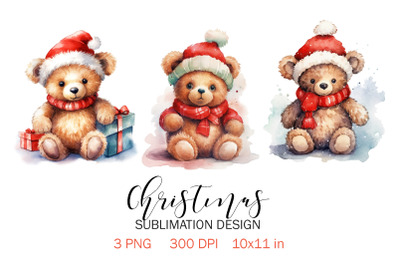 Christmas Bear Sublimation Design PNG