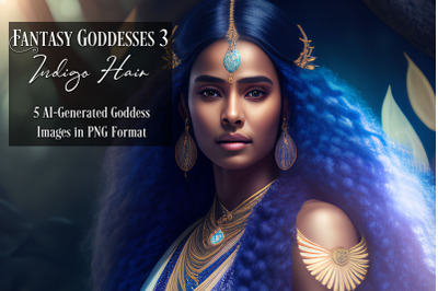Fantasy Goddesses 3 - AI Art Collection - Indigo Hair