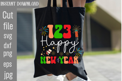 123 Happy New Year SVG cut file&2C;Happy New Year 2024 Png &2C; Disco Ball N