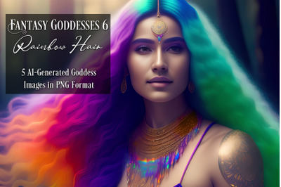Fantasy Goddesses 6 - AI Art Collection - Rainbow Hair