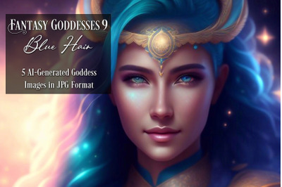 Fantasy Goddesses 9 - AI Art Collection - Blue Hair