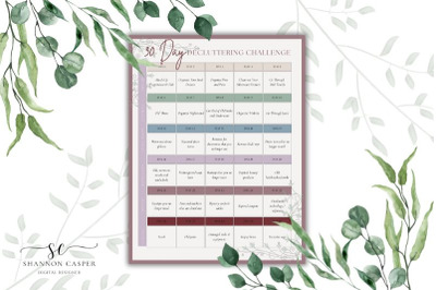 30 Day Declutter Challenge Printable Guide,  4 Sizes