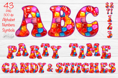 3D Alphabet PNG Party 3D Letters 3D Numbers Symbols Candy and Stitches