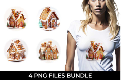 Christmas Gingerbread House PNG T-shirt Sublimation Bundle
