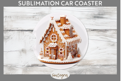 Christmas Gingerbread House PNG Car Coaster Sublimation