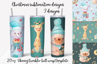 Christmas sublimation design. Skinny tumbler wrap design.
