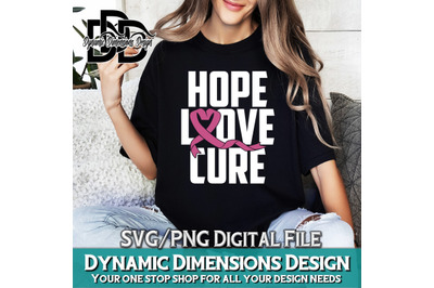 Hope Love Cure,  Breast Cancer, Cancer Bundle, Awareness Ribbon, Fight