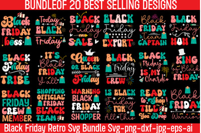 Black Friday Retro SVG Bundle,20 Designs,Black Friday SVG Designs, Dig