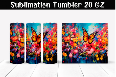 Butterfly Sublimation Tumbler Wrap 20 oz